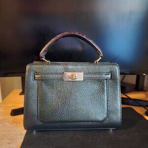 COACH MINI LANE TOP HANDLE (Black & Burgandy)